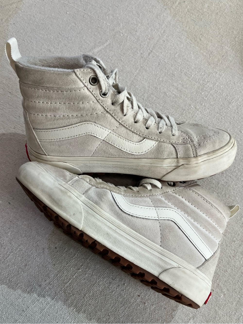 Vans Women's Sk8-Hi MTE, Suede Cream Off White Rugged Fleece Sz 7